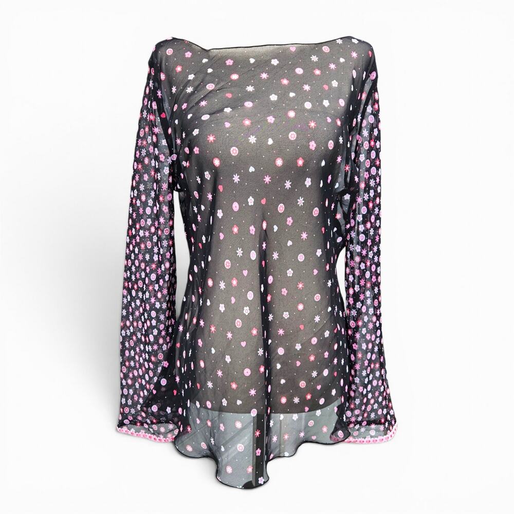 Y2k Euro Sheer Polka Dot Top Yamamay Fairycore - Medium